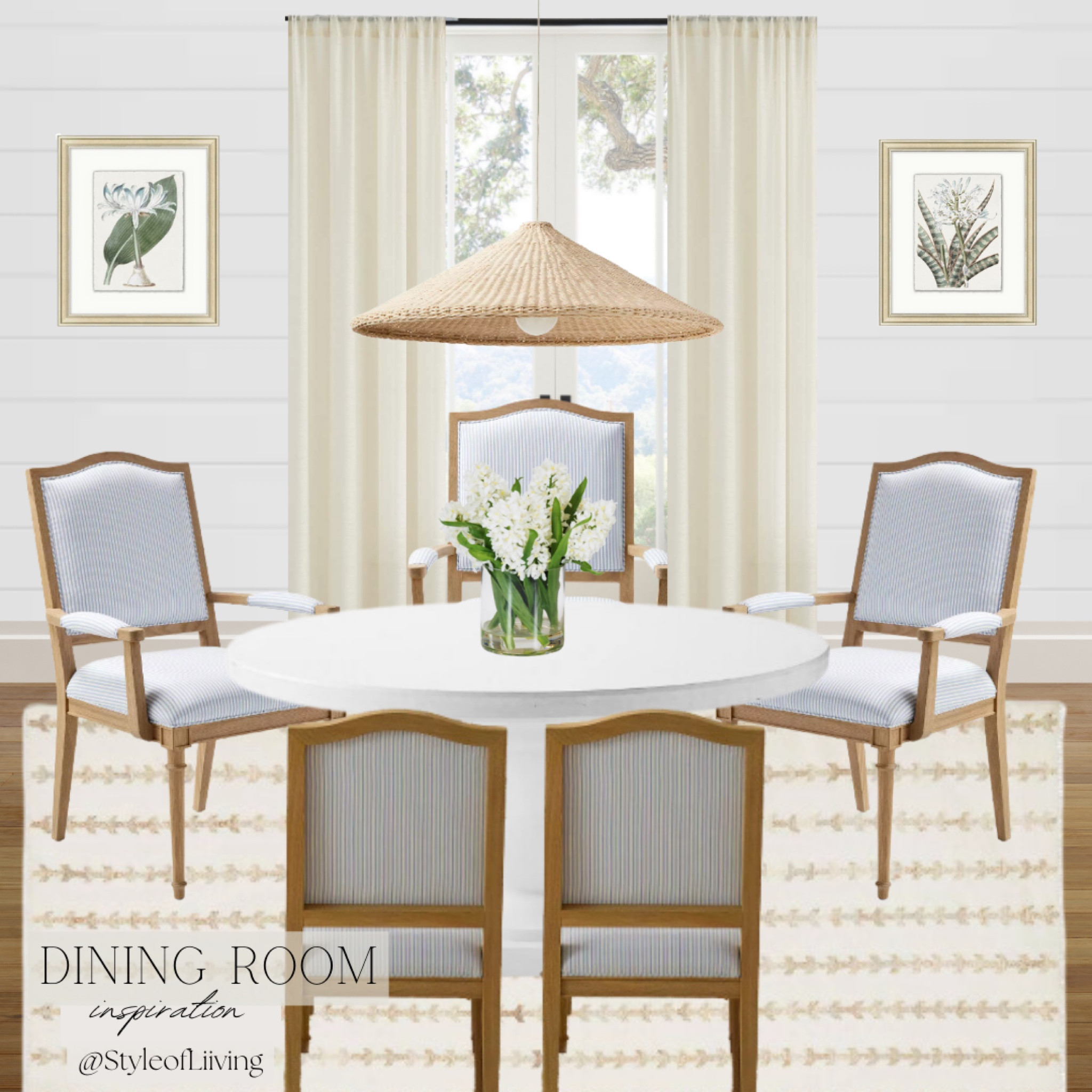 Dining room design inspiration with Serena and Lily and Pottery Barn! Coastal style home. Armchairs, round dining table, jute area rug, pendant, wall art prints framed.

#LTKHome #LTKSaleAlert #LTKStyleTip
