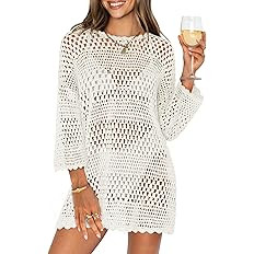 ANRABESS Women 3/4 Sleeve Swimsuit Cover Up 2026 Summer Beach Vacation Clothes Crochet Knit Bathi... | Amazon (US)