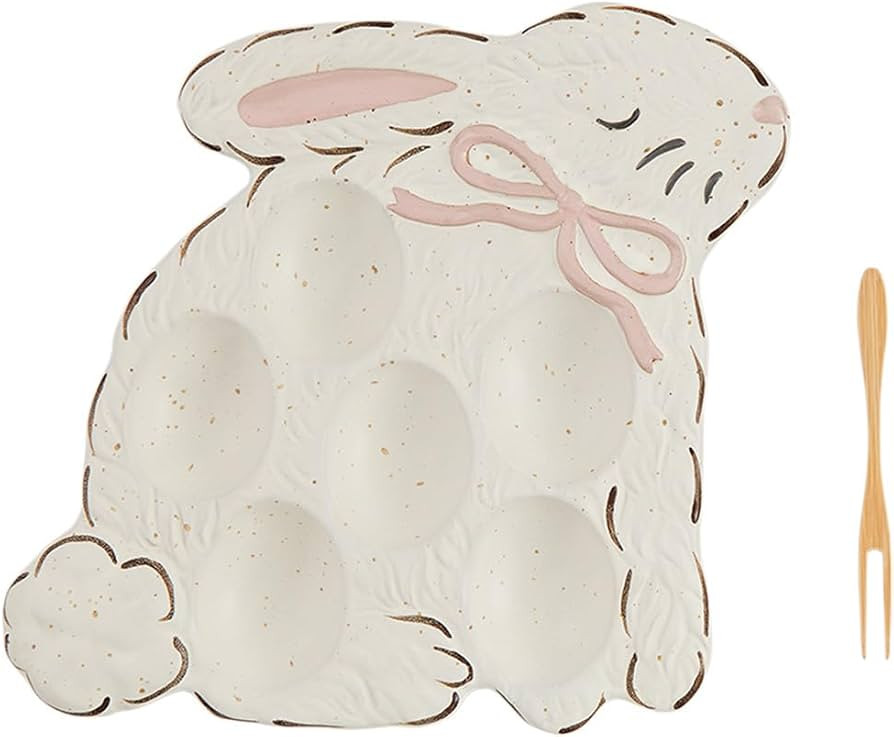 Mud Pie Small plate 7" x 7 3/4" | fork 5" DEVILED EGG PLATTERS, Pink | Amazon (US)