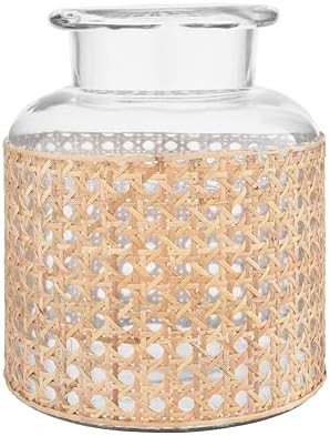 Bloomingville 8"H Glass Vase with Decorative Cane Sleeve | Amazon (US)