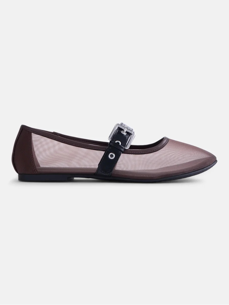 No Boundaries Women\u2019s Mesh Mary Jane Flats | Walmart (US)