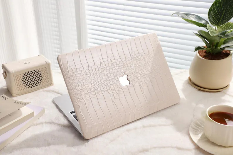 Almond Latte Crocodile Texture Macbook Case: Personalized Protective Leather | Etsy (Global)