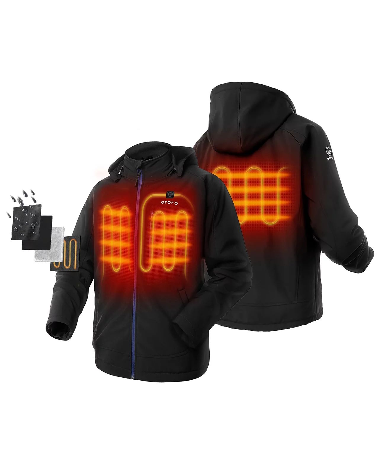 ORORO Men's Heated Jacket Kit With Detachable Hood and Battery Pack (Black/Blue,S) - Walmart.com | Walmart (US)