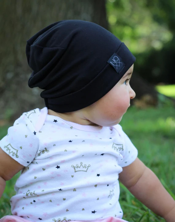 Lightweight Black Slouchy Beanie / Jersey Knit Slouch Hat / - Etsy | Etsy (US)