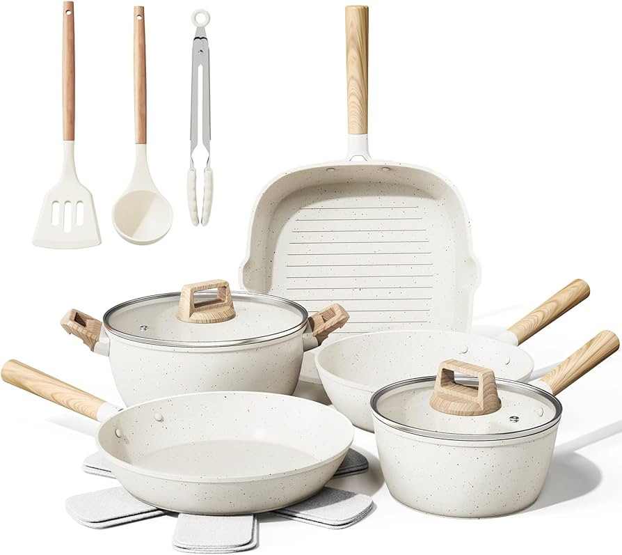 14 Pcs Pots and Pans Set Non Stick, Large Capacity Ceramic Cookware Set, Nonstick Kitchen Cookwar... | Amazon (US)