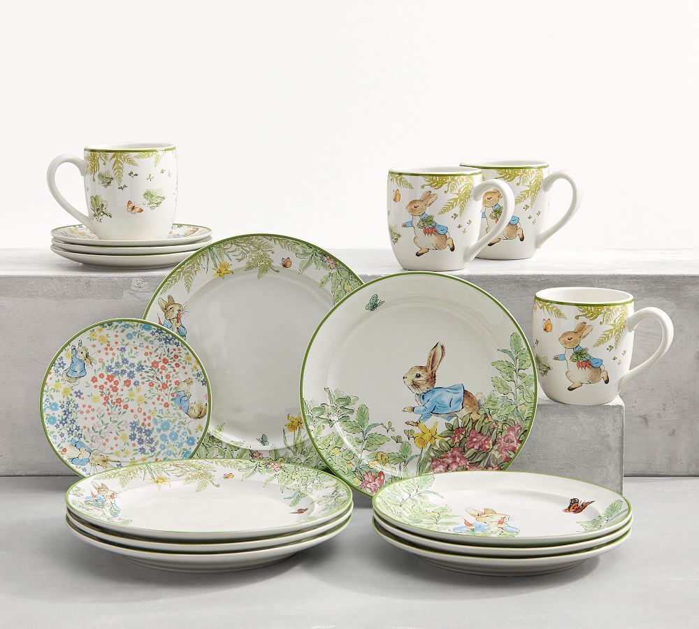 Peter Rabbit&amp;#8482; Stoneware 16-Piece Dinnerware Set with Appetizer Plates | Pottery Barn (US)