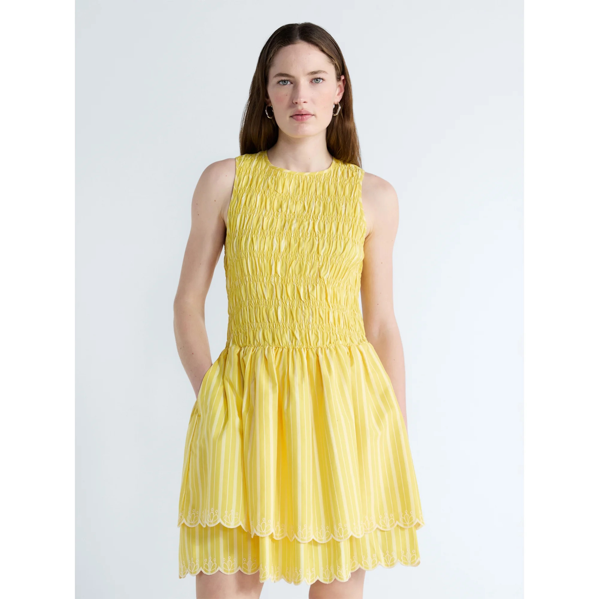 Free Assembly Women's and Women's Plus Smocked Cotton Sleeveless Mini Dress, Sizes XS-4X | Walmart (US)