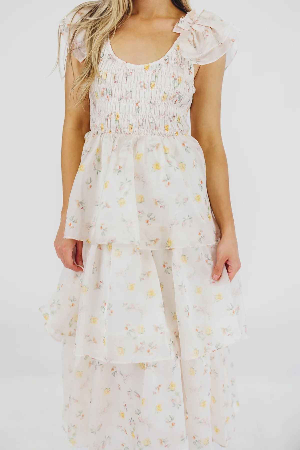 Forever & Always Midi Dress in Tiny Yellow Floral - Bump Friendly & In | Worth Collective