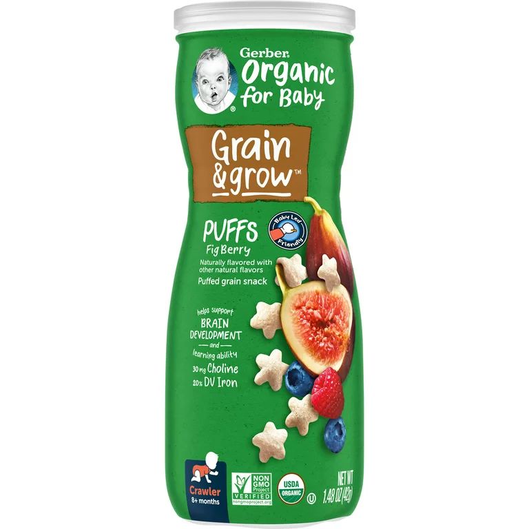 Gerber Organic Puffs Fig Berry Cereal Snacks, 1.48 Oz Canister | Walmart (US)