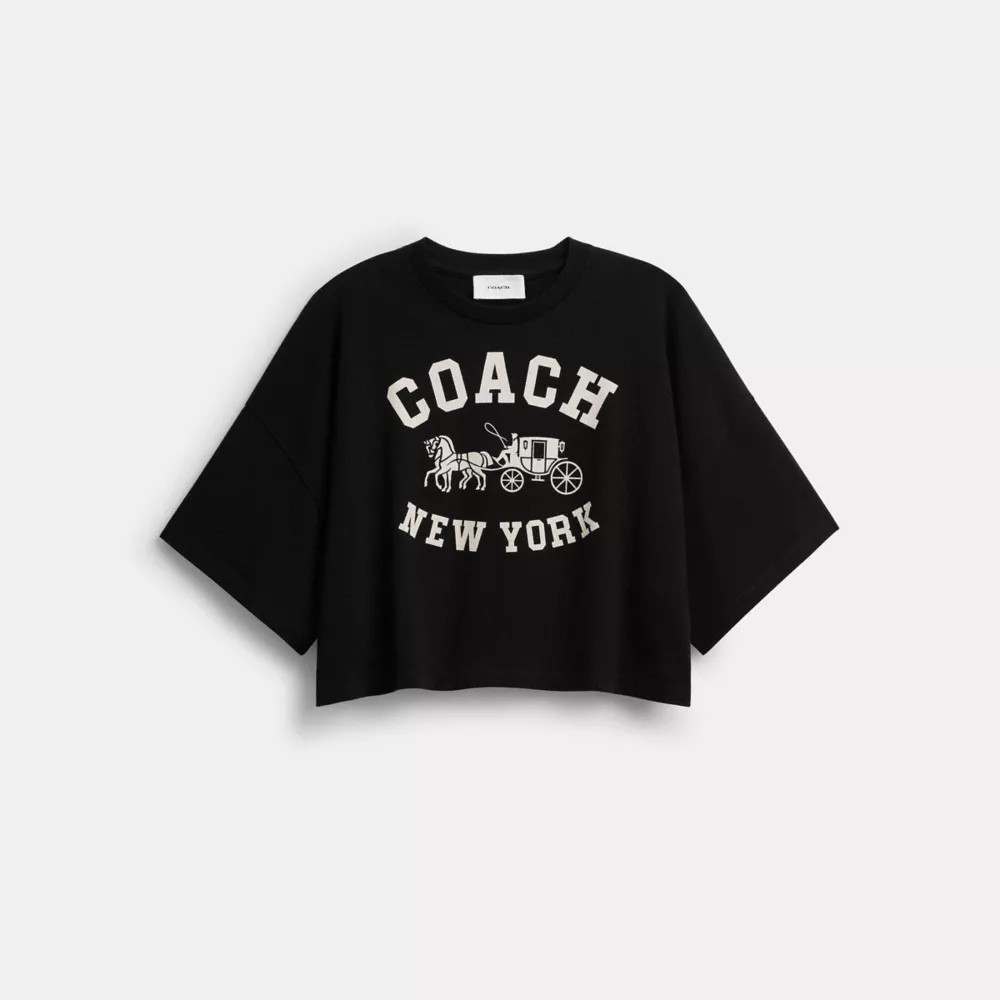 Short Sleeve Wide Cropped Crewneck T-Shirt In Organic Cotton | Coach (US)