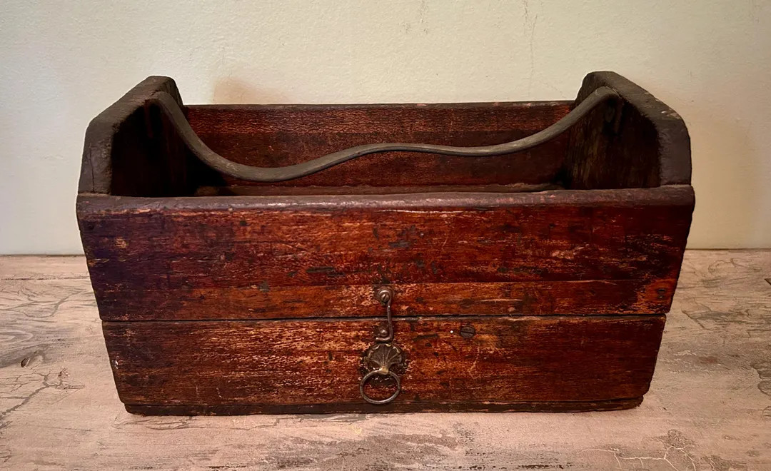Vintage Wooden Tote, Primitive Tool Caddy, Rustic Farmhouse Decor, Vintage Tool Carrier, Cologne ... | Etsy (US)