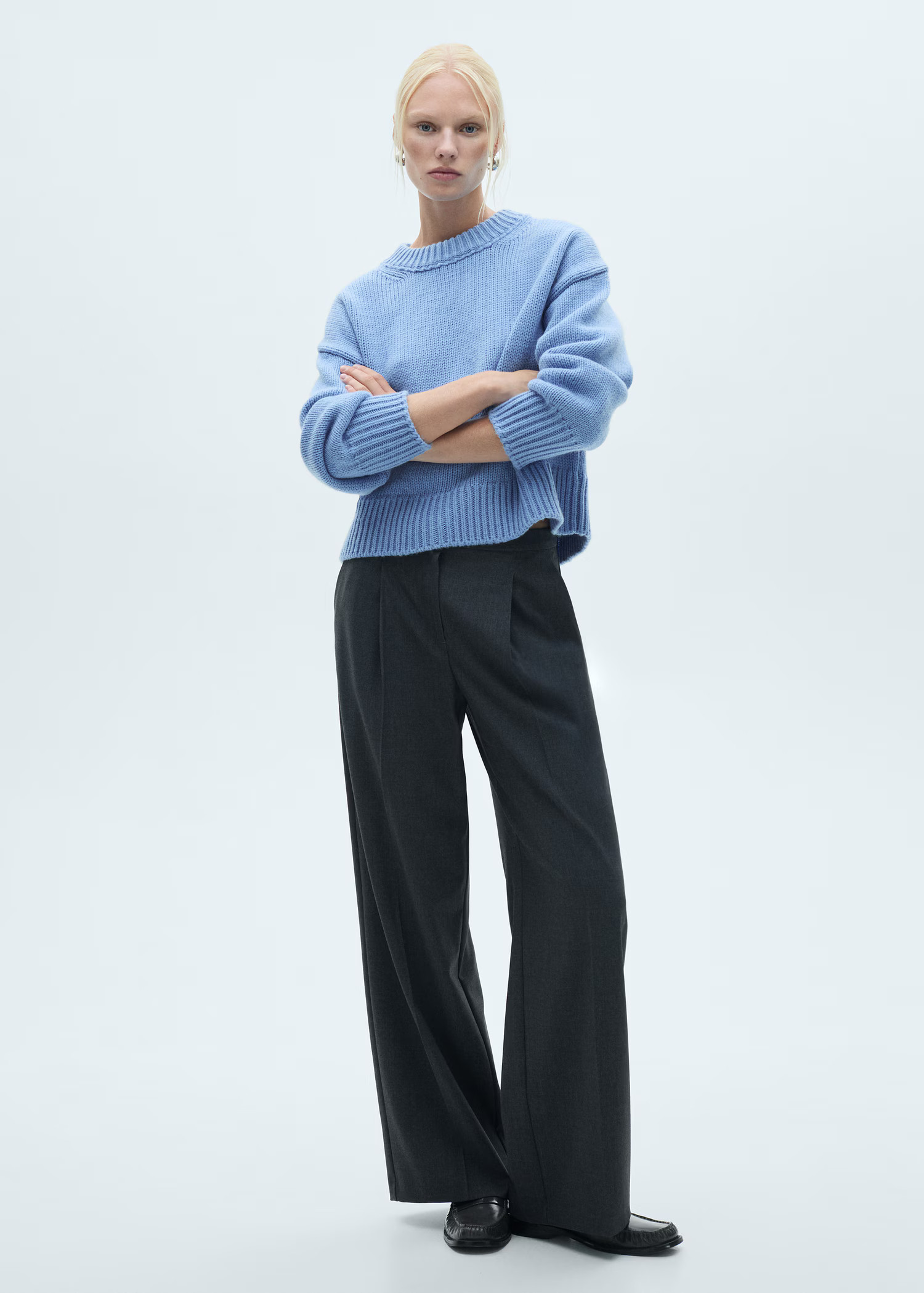 Cotton-linen round-neck knitted sweater - Women | MANGO USA | Mango (US/MX/AU)