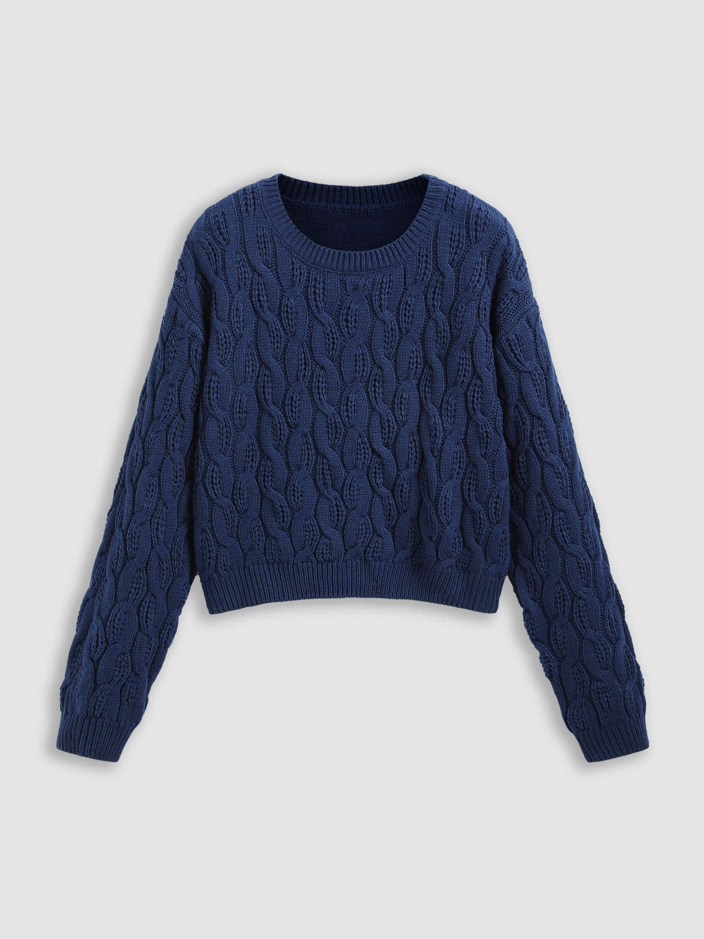 Round Neck Cable Knit Sweater | Cider