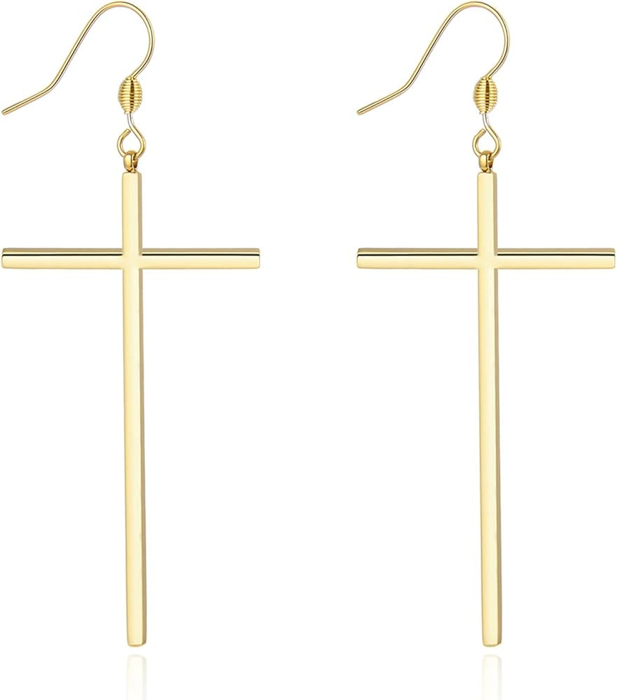 Jeka Hypoallergenic Stainless Steel Cross Earrings Long Dangle Minimalist Jewelry for Women Girls... | Amazon (US)