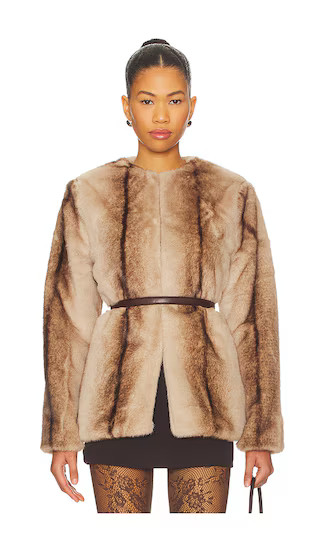The City Faux Fur Jacket in Brown Multi | Revolve Clothing (Global)