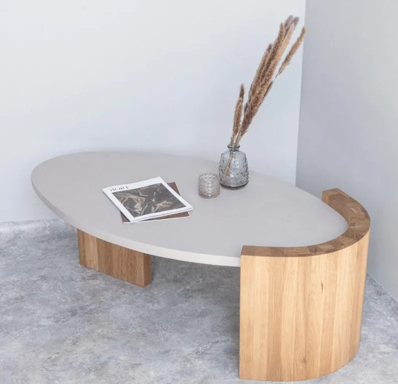 Modern Oval Coffee Table | Oak & Concrete | Minimalist Design - Etsy | Etsy (US)