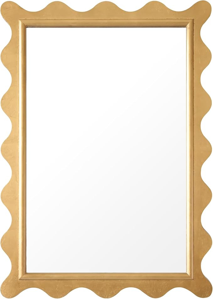 Mirror, Nebuly, with Scalloped Curvy Frame Edge, Gold Leaf, Rectangular, 24" x 34" | Amazon (US)
