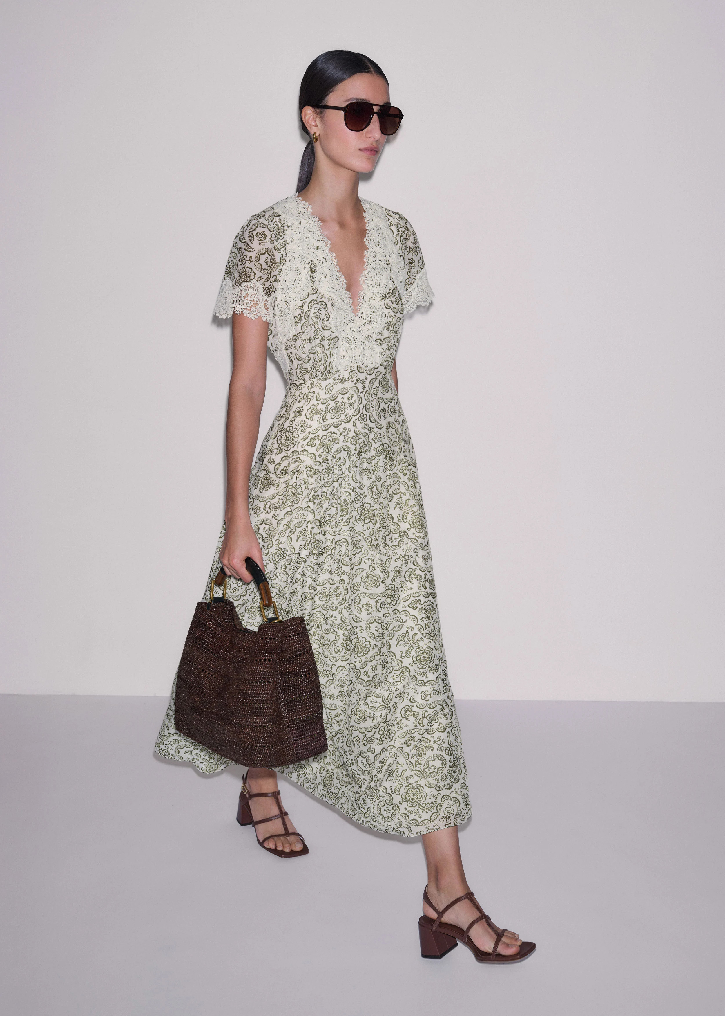 Lace Trim Maxi Dress Silk + Cotton | ME+EM US