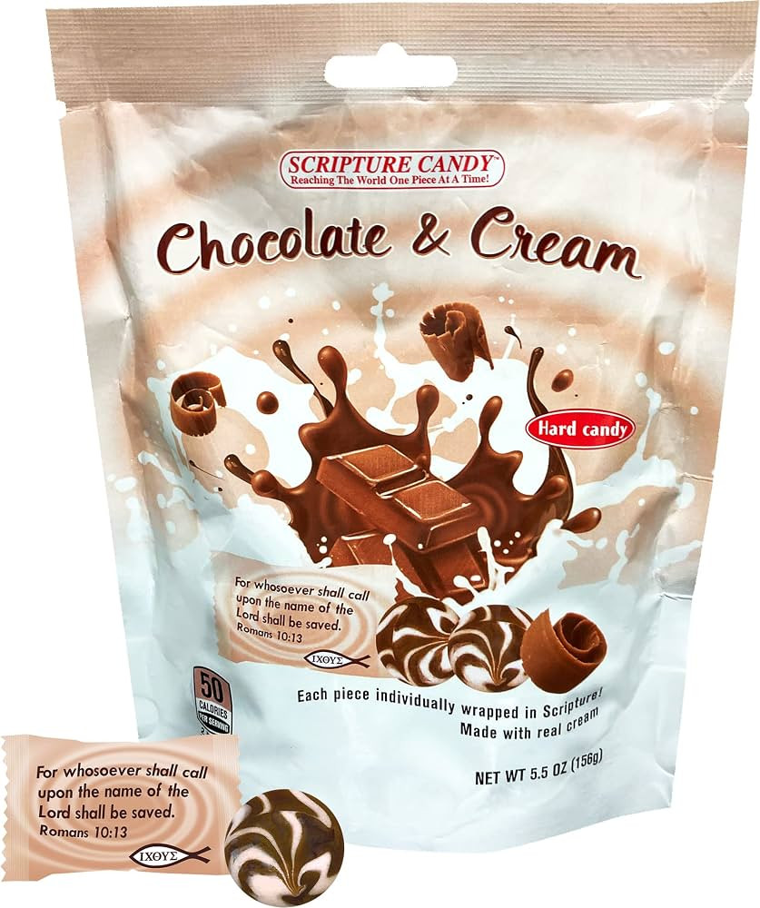 Scripture Candy, Chocolate & Cream Hard Candy 5.5oz Bag, 25 Pieces | Amazon (US)