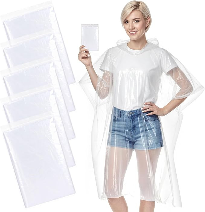 Disposable Rain Ponchos for Adults, 5/10/50 Family Pack | Amazon (US)