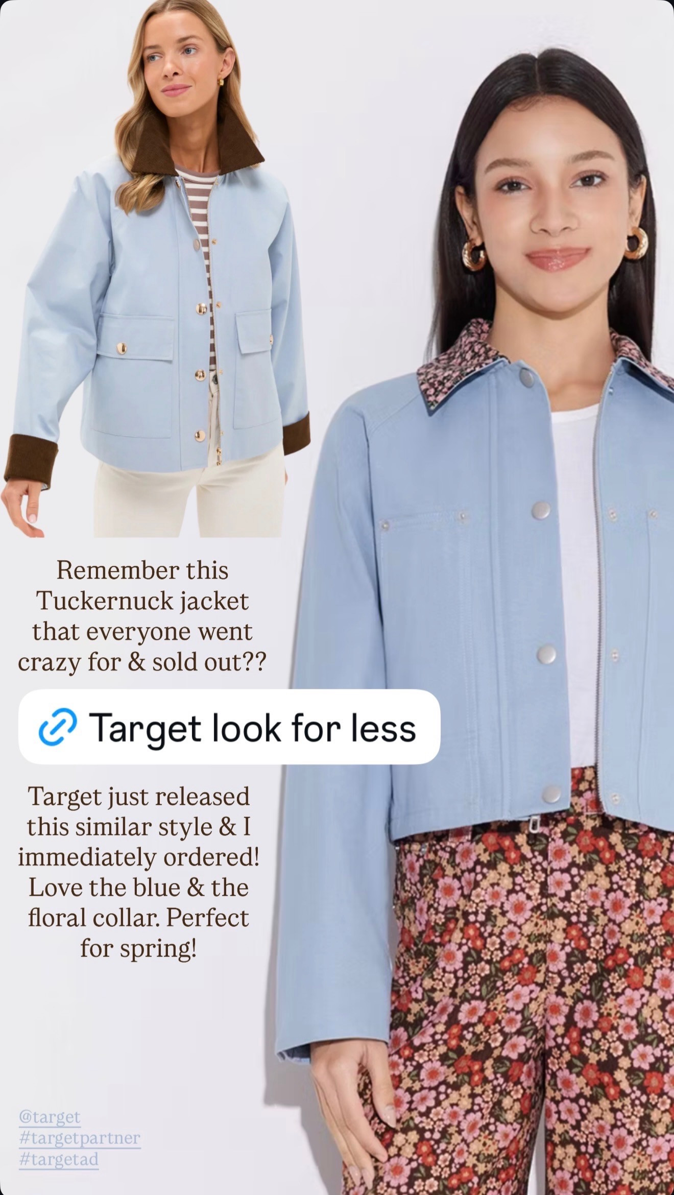 New Target arrival! This gorgeous light blue jacket (so similar to Tuckernuck's) is so cute for spring.

Spring jacket, spring style, new arrivals, spring style, blue jacket, Tuckernuck, Target style, Target  

 #LTKgrwm #LTKootd #LTKSeasonal