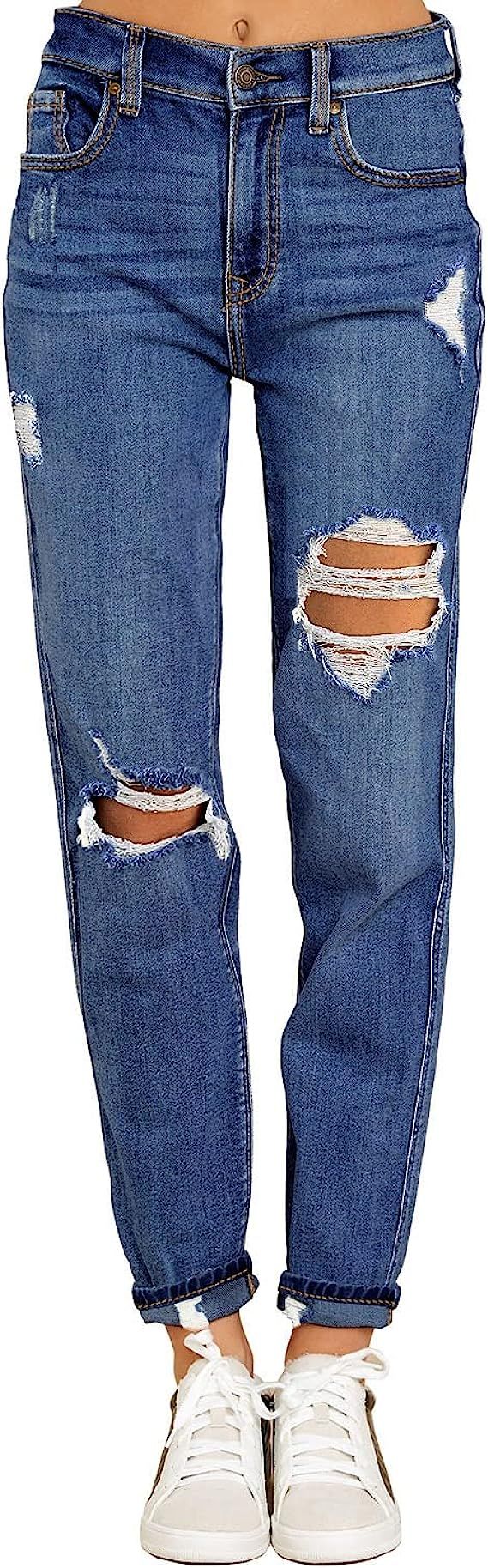 LookbookStore Mom Jeans for Women High Waisted Ripped Boyfriend Jeans Distressed Stret... | Amazon (US)