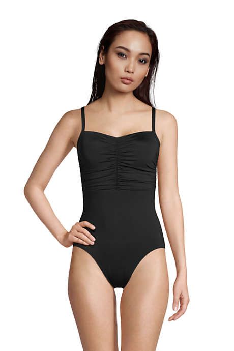 Women's Chlorine Resistant Tummy Control Sweetheart One Piece Swimsuit with Adjustable Straps | Lands' End (US)