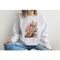 Cactus With Roses Sweatshirt Or Hoodie, Desert Rose Sweatshirt, Adventure Arizona Hoodie | Etsy (US)