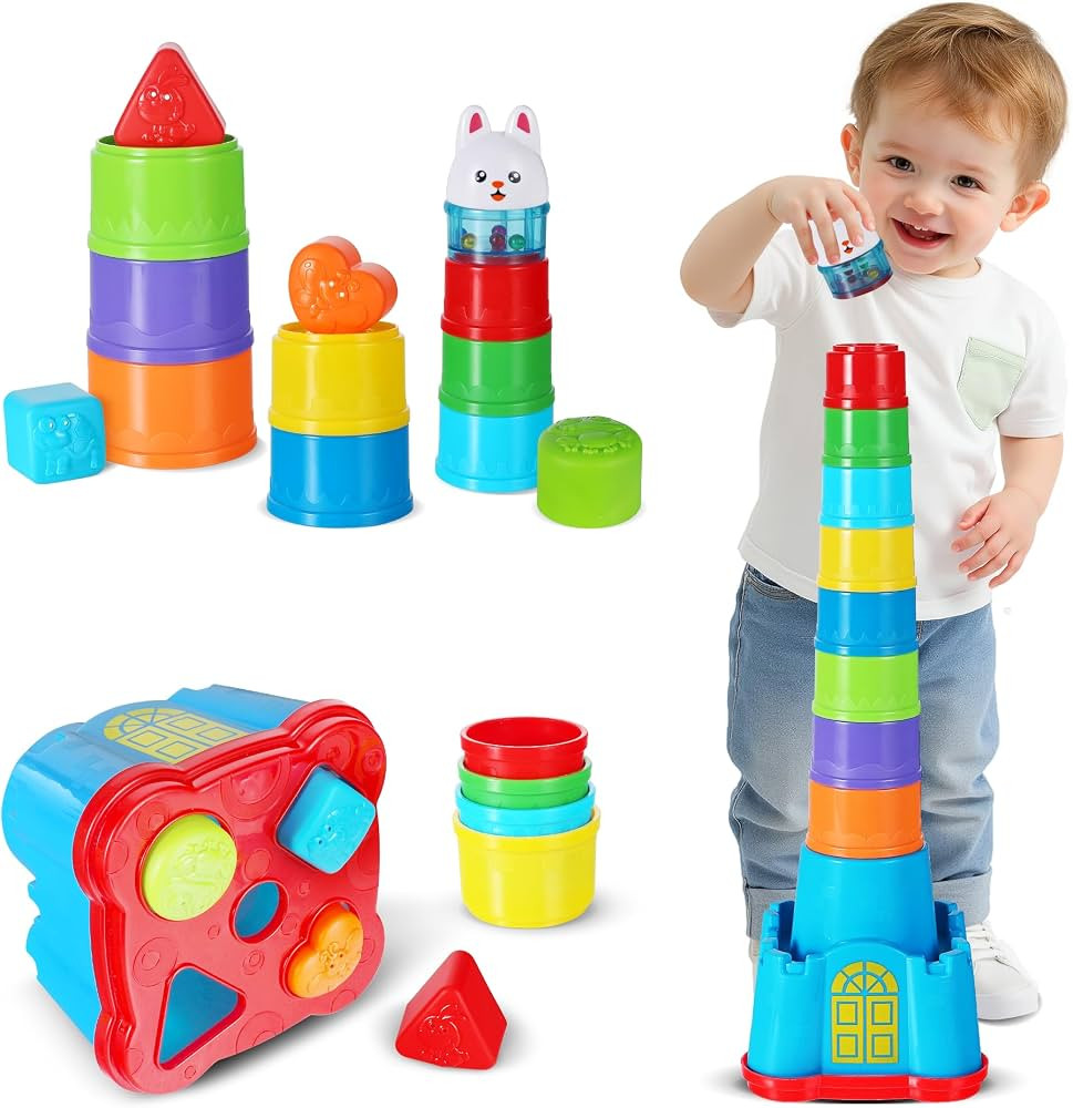 iPlay, iLearn Juguetes apilables para bebés, tazas apilables para niños pequeños, bloque apila... | Amazon (US)