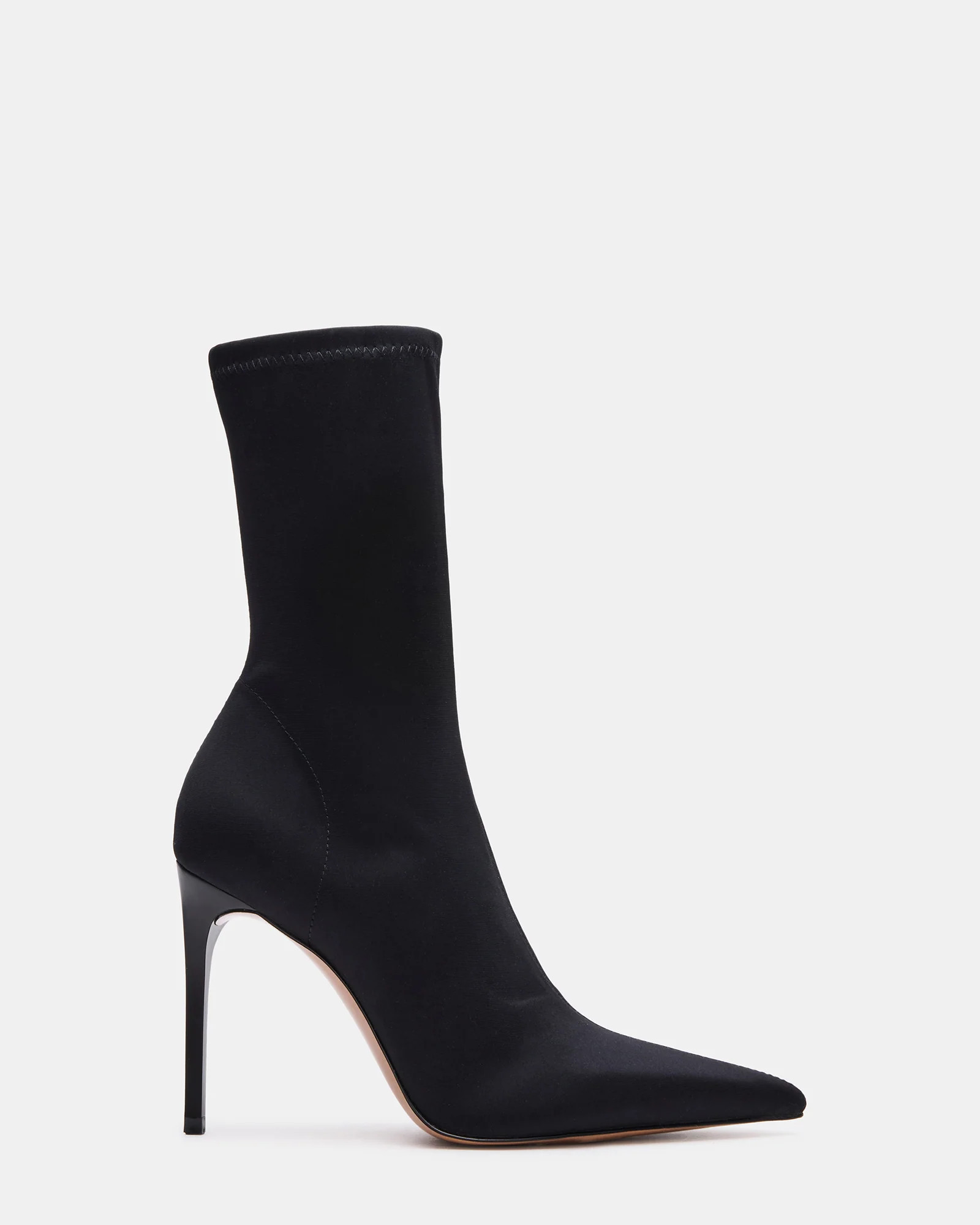 MIDNITE Black Pointed-Toe Stiletto Heel Sock Women's Ankle Boot | Steve Madden (US)