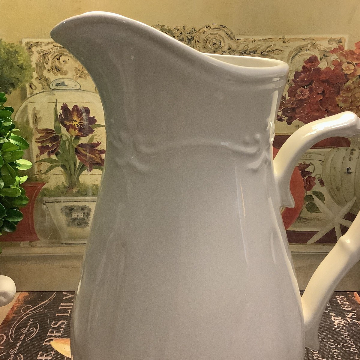 Southern Living~”GALLERY”~10.5”H White Embossed Pitcher~Beautiful/Simple~LOVE IT | eBay US