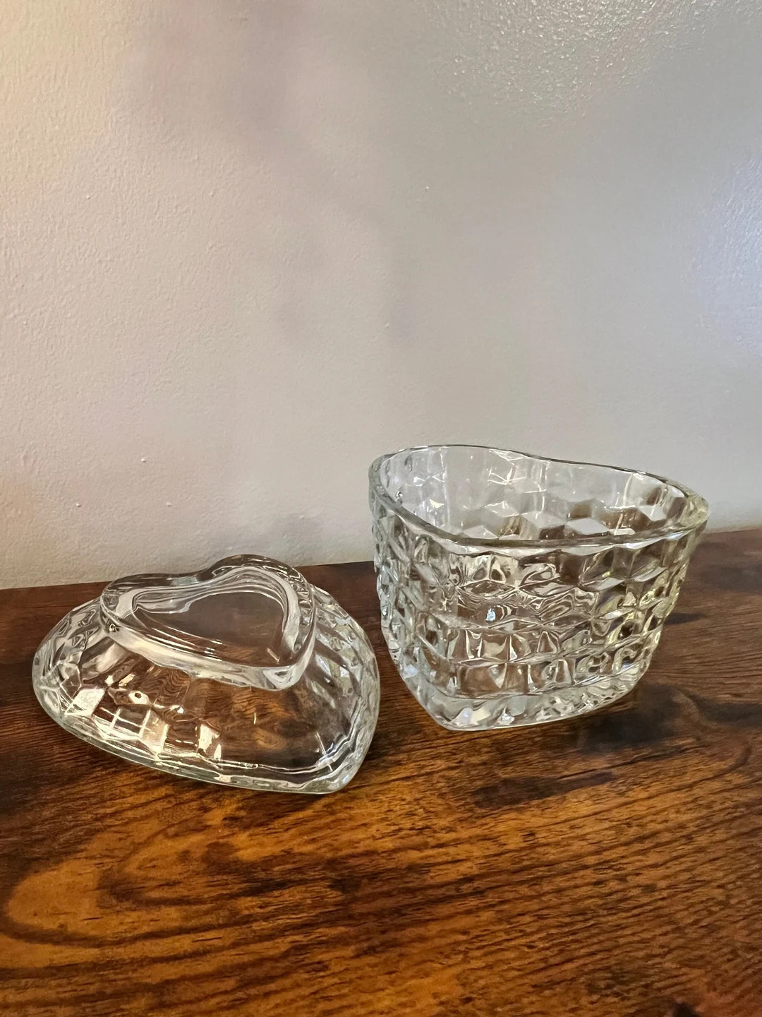 6 Inch Homco 1960s Glass Heart Shaped Candy Dish Ribbed Pattern With Lid Vintage - Etsy | Etsy (US)