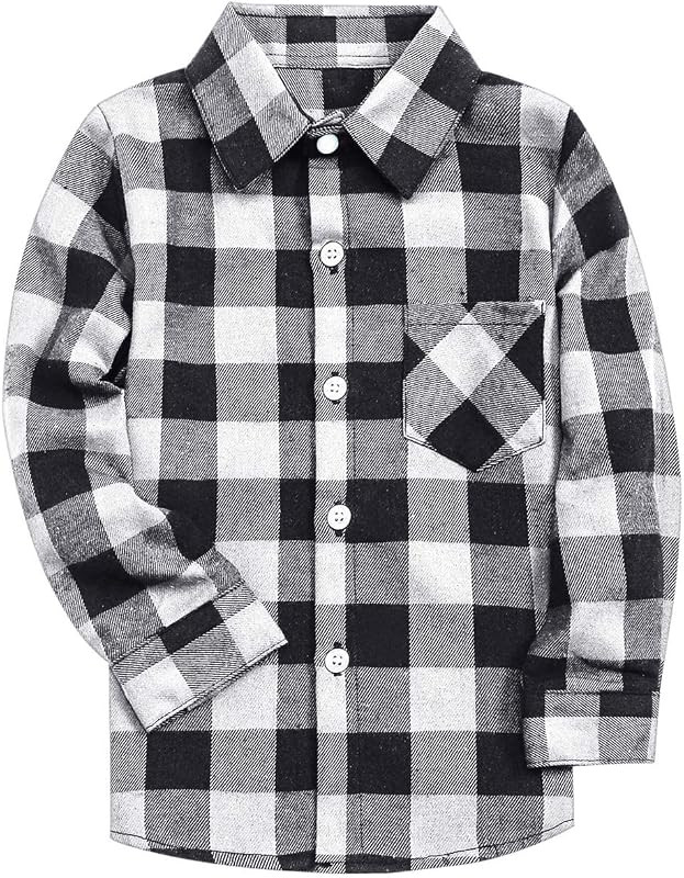 SANGTREE Men & Boy Long Sleeve Flannel Plaid Casual Shirts, 3 Months - Men 9XL | Amazon (US)