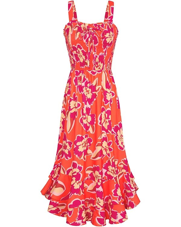 GRACE KARIN Women's 2025 Summer Floral Boho Dress Square Neck Strapped Swing A Line Sundress Beac... | Amazon (US)