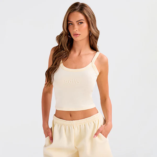 Kaiia Embossed Logo Cami Top Lemon | Public Desire