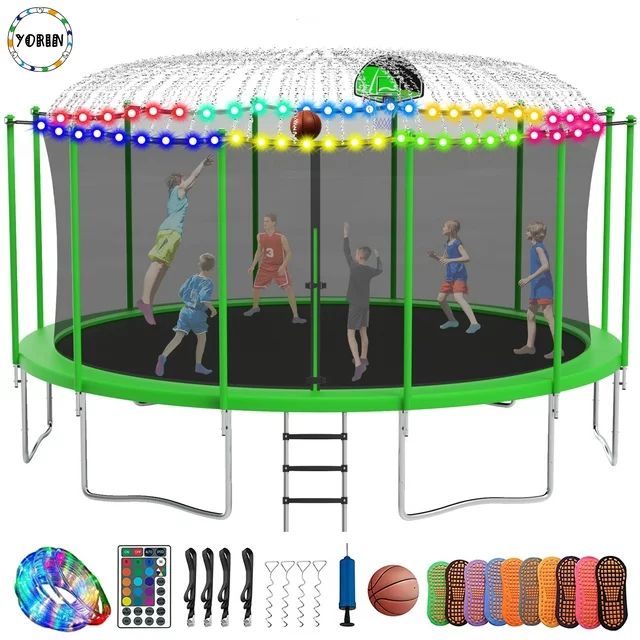 YORIN Trampoline, 16FT 1500LBS Trampoline for Adults/Kids, Upgrade Trampoline with Enclosure Net,... | Walmart (US)
