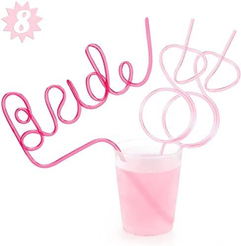 xo, Fetti Bachelorette Party XL Pink Bride + Diamond Ring Straw Set - 8 Pieces | Bridal Shower + ... | Amazon (US)