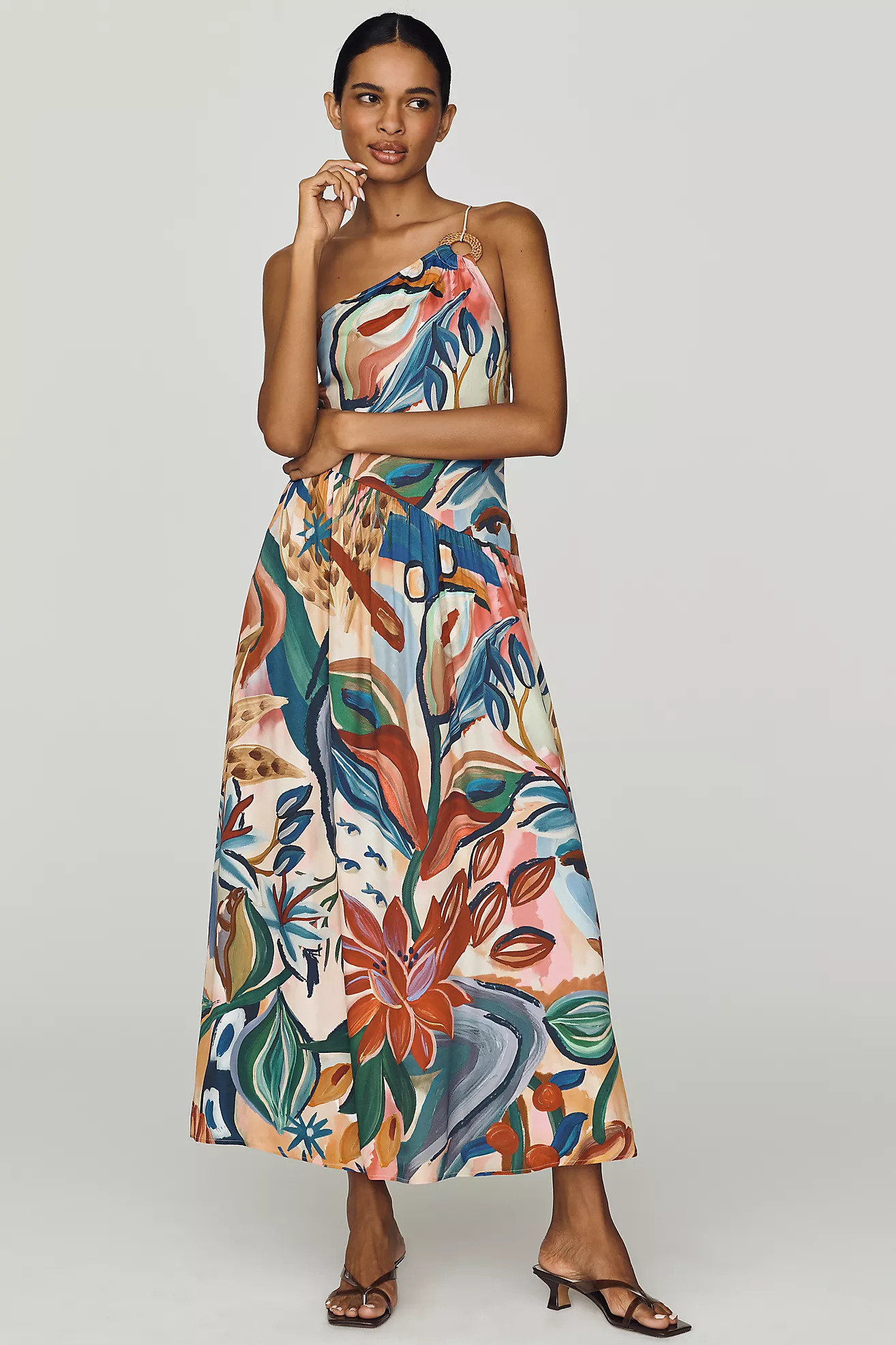 Farm Rio x Anthropologie One-Shoulder Midi Dress | Anthropologie (US)
