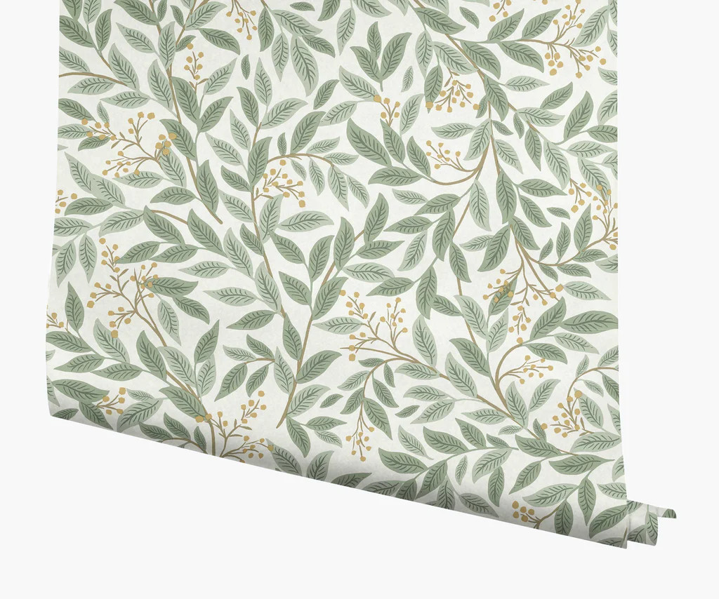 Willowberry Wallpaper - Sage & White | Rifle Paper Co.