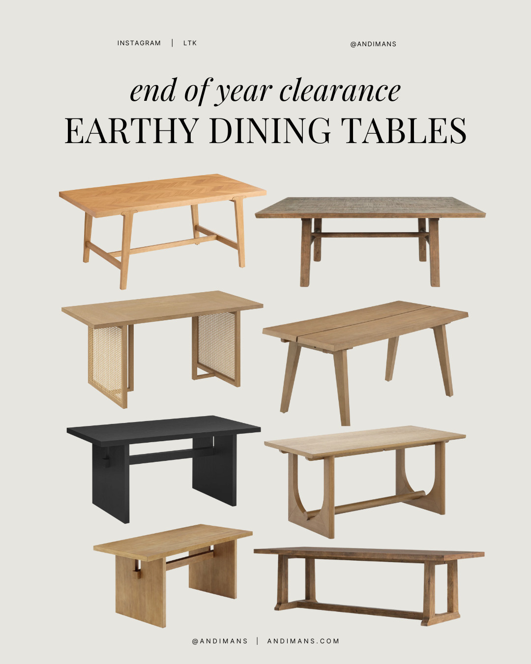 Dining table finds. Earthy tones, timeless silhouettes, and tables made for everyday life and hosting. These are the kinds of pieces that ground a space and bring that effortless, lived-in feel to your home. 

 #LTKOver40 #LTKHome #LTKSaleAlert