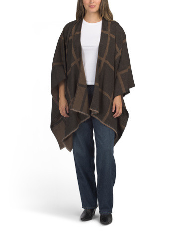 Wide Pane Ruana Poncho for Women | Polyester/Cotton/Acrylic | Marshalls