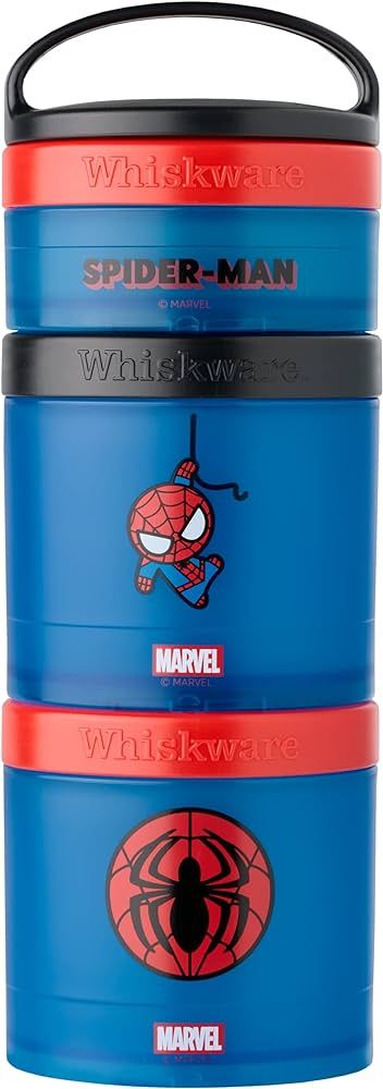Whiskware Marvel Stackable Snack Containers for Kids and Toddlers, 3 Stackable Snack Cups for Sch... | Amazon (US)