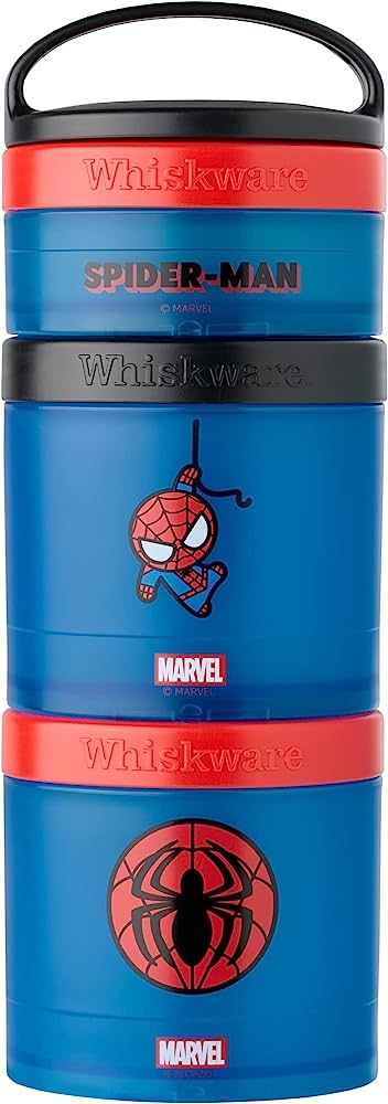 Whiskware Marvel Stackable Snack Containers for Kids and Toddlers, 3 Stackable Snack Cups for Sch... | Amazon (US)