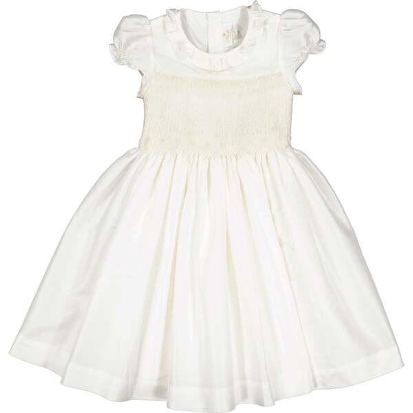 Colombe Silk Ceremony Smocked Dress, White | Maisonette