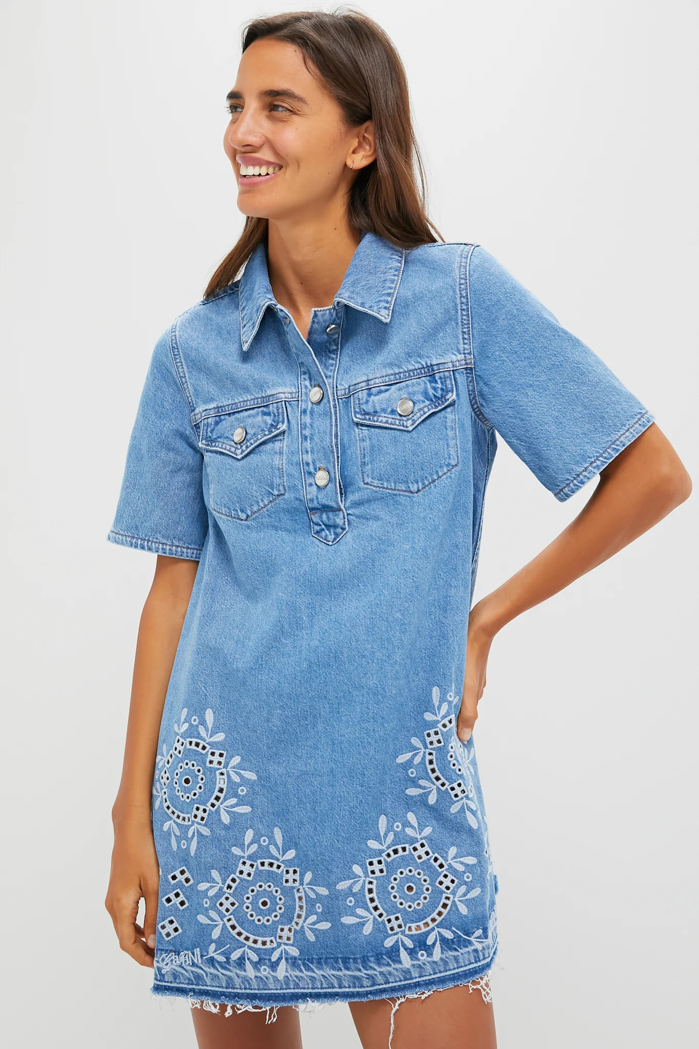 Light Blue Stone Broderie Anglaise Dress | Tuckernuck (US)