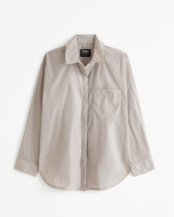 YPB Crinkle Nylon Button-Up Shirt | Abercrombie & Fitch (US)