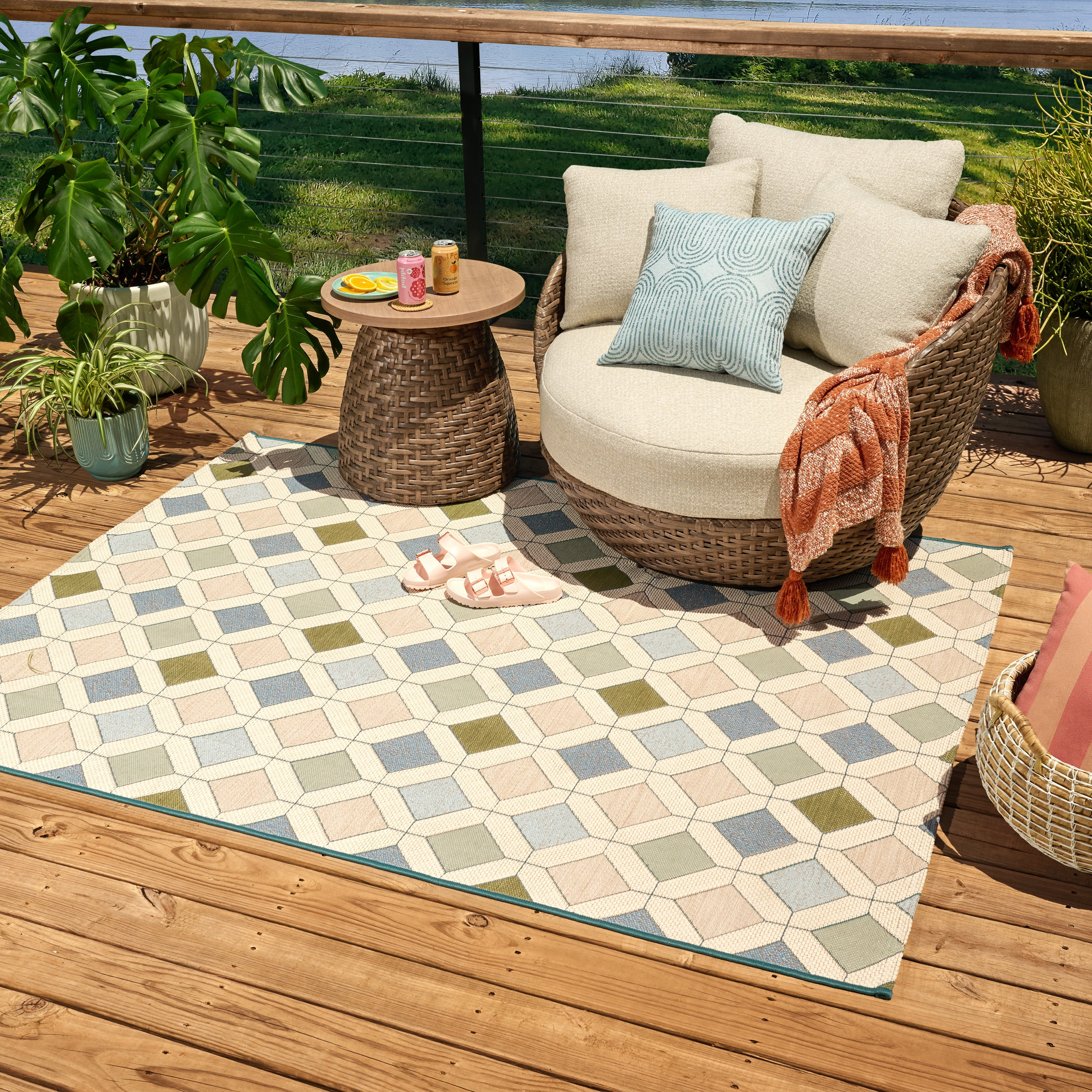 Beautiful 3-Piece Outdoor Swivel Chair Set, Porcini | Walmart (US)