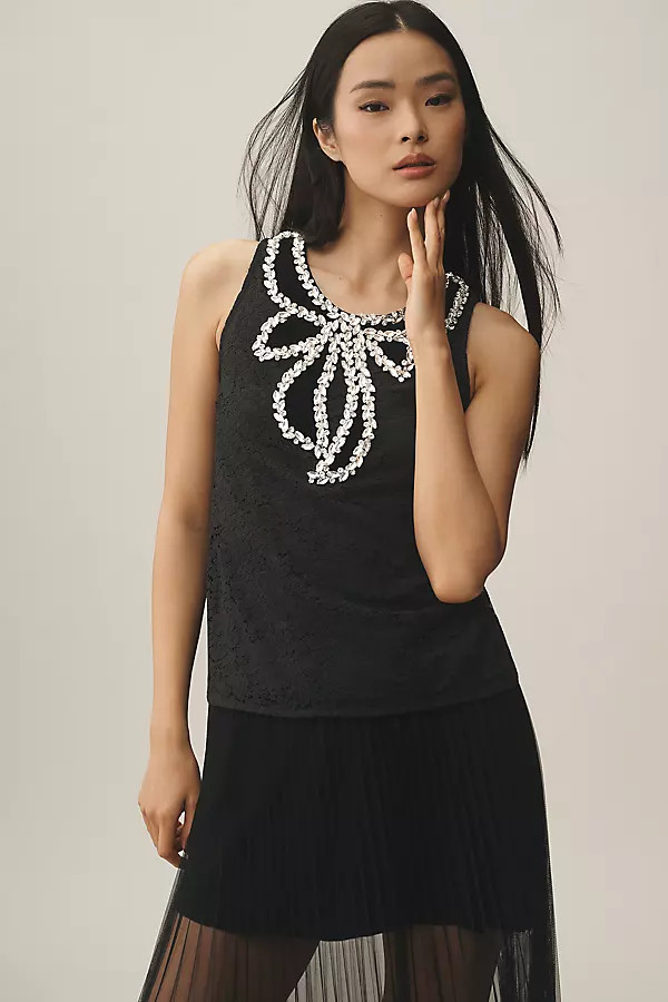 Maeve Crystal Bow Embellished Tank | Anthropologie (US)