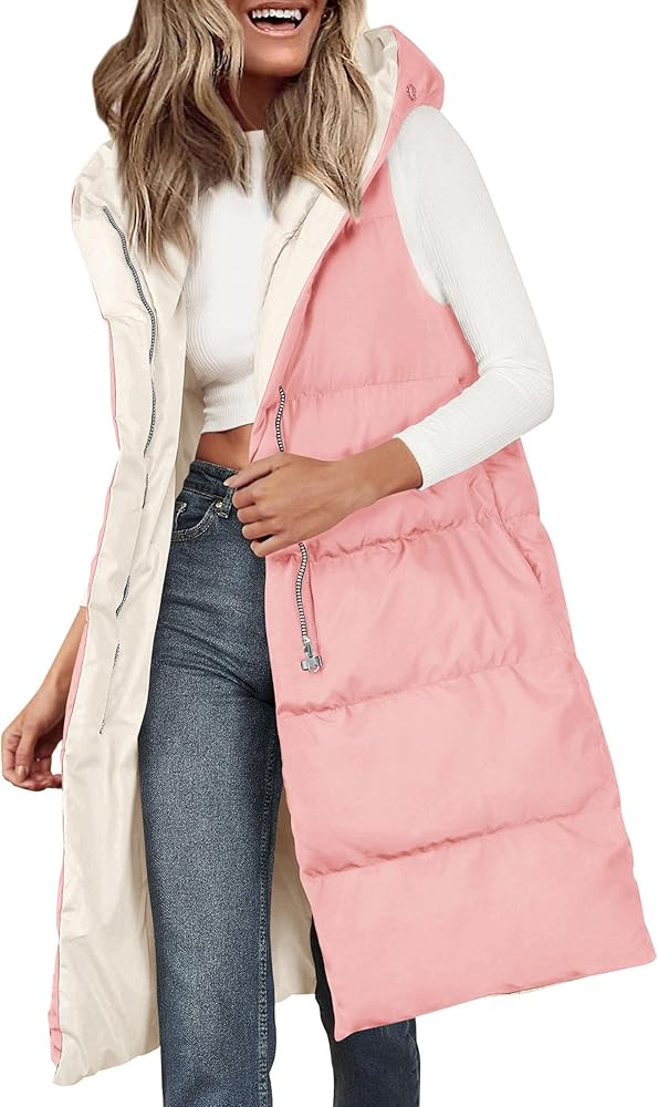 PRETTYGARDEN Womens Long Puffer Vest 2024 Winter Trendy Zip Up Sleeveless Coat Down Jacket Quilte... | Amazon (US)