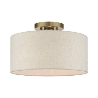 Blossom 1 Light Antique Brass Semi Flush Mount | The Home Depot